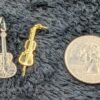 Vintage Music Charms Set - Silver Guitar & Gold Bass/Cello - Unique Jewelry Findings - Image 2