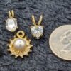 Lot of 4 Vintage Faux Diamond Pendants Gold Tone, Retro Style - Image 2