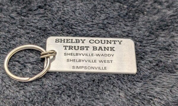 Vintage Shelby County Trust Bank Keyring Waddy Simpsonville Kentucky Souvenir Collectible