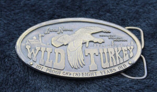 Vintage 1974 Wild Turkey Brass Belt Buckle for up to 1.75" belt -- by Bergamot Brass Works - Collectible Men's Accessory