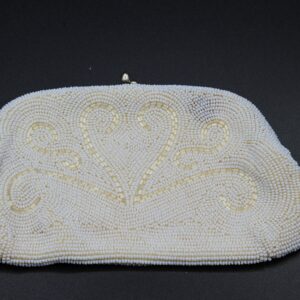 Vintage 1960s Beaded Clutch Purse, Made in Japan, White Elegant Evening Bag, Retro Handbag for Women, Collectible Fashion Accessory