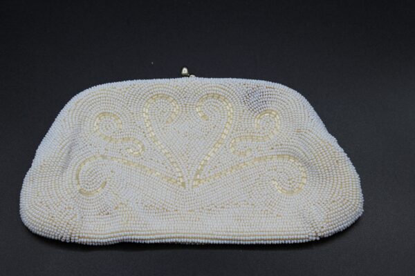Vintage 1960s Beaded Clutch Purse, Made in Japan, White Elegant Evening Bag, Retro Handbag for Women, Collectible Fashion Accessory