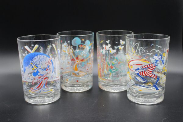 Set of 4 Vintage McDonald's Walt Disney World 25th Anniversary Glasses, Collectible Disney Glassware