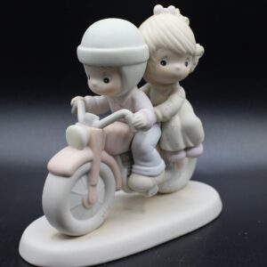 Vintage 1989 Precious Moments Bon Voyage Figurine - Collectible Couple on Motorcycle Statue
