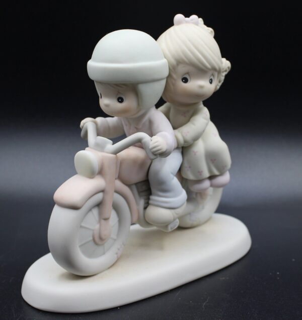 Vintage 1989 Precious Moments Bon Voyage Figurine - Collectible Couple on Motorcycle Statue