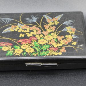 Vintage Black Jewelry Box with Mirror, 6 Compartments, Wildflower Design, Travel Organizer, Floral Decor