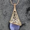 Vintage Blue and Silver Filigree Teardrop Pendant on 16" Silver chain, Antique Pendant Necklace, Unique Statement Jewelry - Image 3