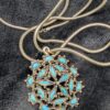 Vintage Antiqued Silver Tone Faux Turquoise Star Pendant on 28" silver chain, Boho Statement Necklace, Retro Starburst Jewelry, Unique Gift - Image 3