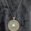 RARE Huge Silver Pendant Necklace with Turquoise center | 65 Grams of Solid Silver | Intricate Handcrafted Boho Statement Necklace - Image 2