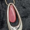 Set of Two Vintage Cat's Eye Style Pendants, One Adjustable 16"-18" Chain / Pink and Blue Cat's Eye Silver Pendant / Teardrop Pendants - Image 4