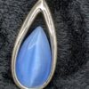 Set of Two Vintage Cat's Eye Style Pendants, One Adjustable 16"-18" Chain / Pink and Blue Cat's Eye Silver Pendant / Teardrop Pendants - Image 5