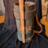 Antique British Royal Coat of Arms Green Leather Cordite Powder Carrier / Victorian English Leather Carryall Cordite Bucket - Image 2