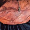 Vintage Moroccan Leather Ottoman - ZigZag Design / Vintage Brown Leather Pouf / Boho Living Room Decor / Handcrafted - Image 8