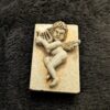 Antique White 3D Decorative Cherub Metal Matchbox / 3D Enamel Angel Design / Vintage Harp Playing Angel Matchbox / Retro Collector's Item - Image 7
