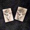 Antique White 3D Decorative Cherub Metal Matchbox / 3D Enamel Angel Design / Vintage Harp Playing Angel Matchbox / Retro Collector's Item - Image 6