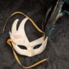 Decorative Italian Masquerade Mask / Blue & Black Feathers / Music Notes Design / Elegant Gold Scroll Detailing / Venetian-Inspired Mask - Image 5