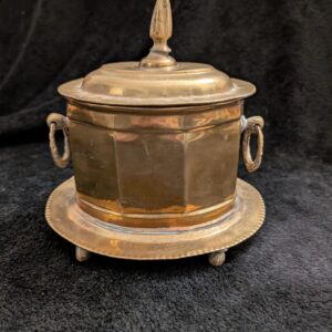 Vintage Moroccan Brass Tobacco Pot / Lidded Brass Container / 7" Ornate Storage Jar / Rustic Boho Decor / Handcrafted Brassware
