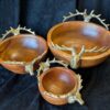 RARE Vintage Set of 3 Wooden Nesting Bowls with Gold Stag Head / Rustic Wooden Bowl Decor / Unique Serving Bowls / Gift for Nature Lovers - Image 2