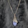 Vintage Blue and Silver Filigree Teardrop Pendant on 16" Silver chain, Antique Pendant Necklace, Unique Statement Jewelry - Image 2
