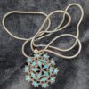 Vintage Antiqued Silver Tone Faux Turquoise Star Pendant on 28" silver chain, Boho Statement Necklace, Retro Starburst Jewelry, Unique Gift - Image 9