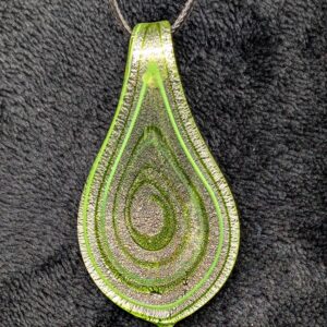 Vintage Hand Blown Glass Pendant Necklace | Green Glass Teardrop Necklace | Artisan Glass Collectors Jewelry  | Unique Artisan Jewelry Gift