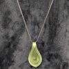 Vintage Hand Blown Glass Pendant Necklace | Green Glass Teardrop Necklace | Artisan Glass Collectors Jewelry  | Unique Artisan Jewelry Gift - Image 2