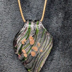 Vintage Hand Blown Glass Pendant Necklace | Iridescent Teardrop Jewelry | Unique Statement Piece | Gift for Her | Artisan Necklace