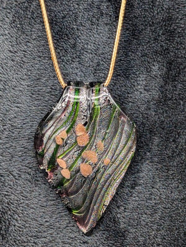 Vintage Hand Blown Glass Pendant Necklace | Iridescent Teardrop Jewelry | Unique Statement Piece | Gift for Her | Artisan Necklace