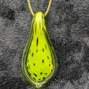 Vintage Hand Blown Green Glass Pendant Necklace | Adjustable Teardrop Glass Jewelry | Unique Artisan Gift | Unique Handmade Jewelry Gift