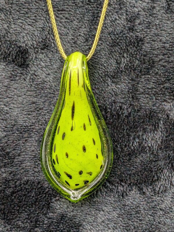 Vintage Hand Blown Green Glass Pendant Necklace | Adjustable Teardrop Glass Jewelry | Unique Artisan Gift | Unique Handmade Jewelry Gift