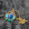Vintage Barse Thailand Teardrop Pendant Necklace / Blue and Green Stone Pendant / Boho Jewelry / Retro Fashion Accessory / Sassy Statement - Image 5