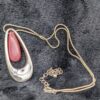 Set of Two Vintage Cat's Eye Style Pendants, One Adjustable 16"-18" Chain / Pink and Blue Cat's Eye Silver Pendant / Teardrop Pendants - Image 6