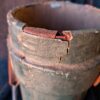 Antique British Royal Coat of Arms Green Leather Cordite Powder Carrier / Victorian English Leather Carryall Cordite Bucket - Image 5