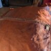 Vintage Moroccan Leather Ottoman - ZigZag Design / Vintage Brown Leather Pouf / Boho Living Room Decor / Handcrafted - Image 6