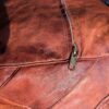 Vintage Moroccan Leather Ottoman - ZigZag Design / Vintage Brown Leather Pouf / Boho Living Room Decor / Handcrafted - Image 7