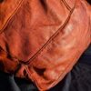 Vintage Moroccan Leather Ottoman - ZigZag Design / Vintage Brown Leather Pouf / Boho Living Room Decor / Handcrafted - Image 5