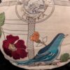 Cloth Footstool Ottoman with Bird and Flower Embroidery /  Decorative Boho Footrest with Felt Embellishments / Charming Accent Piece - Image 2
