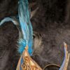 Decorative Italian Masquerade Mask / Blue & Black Feathers / Music Notes Design / Elegant Gold Scroll Detailing / Venetian-Inspired Mask - Image 4