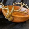 RARE Vintage Set of 3 Wooden Nesting Bowls with Gold Stag Head / Rustic Wooden Bowl Decor / Unique Serving Bowls / Gift for Nature Lovers - Image 3
