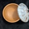 Wooden Round Box with Mother of Pearl Lid / 5" Decorative Trinket Box / Rustic Boho Storage / Natural Wood and Shell Accent Box - Image 3