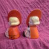 1930s Vintage Doll Salt and Pepper Shakers | Made in Japan | Collectible Kitchenware | Ionic Big Orange Hat with Umbrella - Image 4