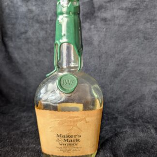 1997 Maker’s Mark Whiskey Bottle | Green Wax Seal | Vintage Collectible | 1997 Green Sealed Maker's Mark Collector's Bottle