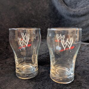 Set of 2 WWE Pilsner Glasses | 5-Inch World Wrestling Entertainment Logo Glassware | WWE Collectible Glassware | Wrestlemania