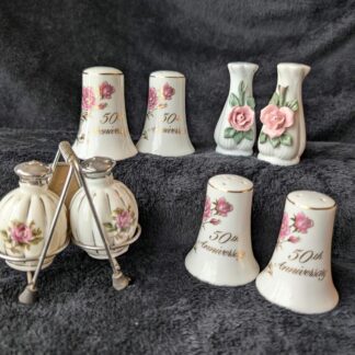 Vintage Porcelain Salt and Pepper Shakers | Rose and Anniversary Designs | Choose Your Set | Elegant Table Decor
