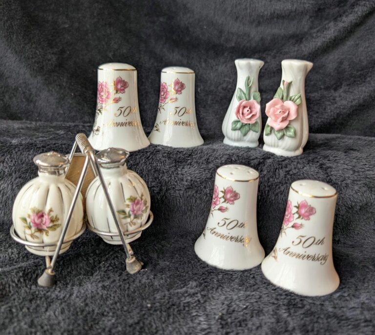 Vintage Porcelain Salt and Pepper Shakers | Rose and Anniversary Designs | Choose Your Set | Elegant Table Decor
