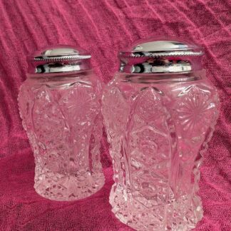 Vintage Imperial Glass Pinwheel Hobstar Salt and Pepper Shakers | Pressed Glass