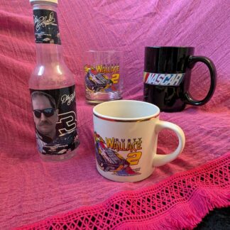 Lot of NASCAR Collectibles | Rusty Wallace Glass & Mug, Dale Earnhardt Bank, NASCAR Coffee Mug