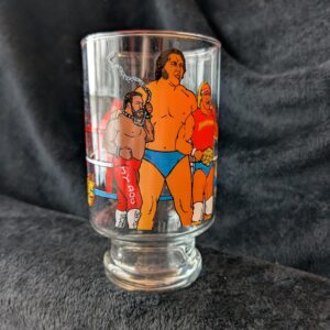 Vintage 1980s WWF Glass | Andre the Giant, Hulk Hogan, Rowdy Roddy Piper & More | 7-Inch Collector's Glass