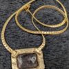 Vintage Gold-Tone Necklace | 16" Chain with Faceted Pale Purple Glass Cabochon and Rhinestone Halo | Retro Statement Jewelry - Image 3