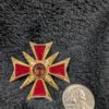 Vintage 1960s Gold-Tone Maltese Cross Brooch | Red Enamel & Ruby Glass Cabochon | Rhinestone Accent Pin | Regal Statement Jewelry - Image 8